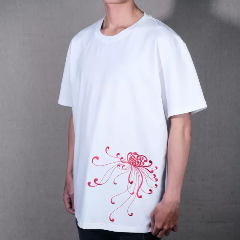 áo thun lạnh hình hoa thêu thủ công, áo thun đơn sắc, áo thun thêu hoa, áo thun ngắn tay, áo thun unisex