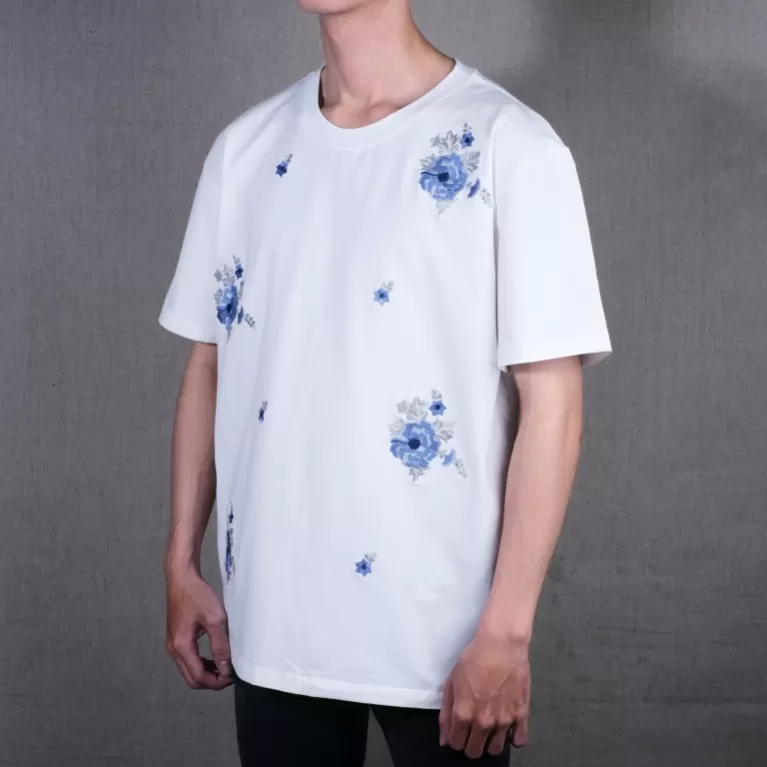 áo thun lạnh hình hoa thêu thủ công, áo thun đơn sắc, áo thun thêu hoa, áo thun ngắn tay, áo thun unisex