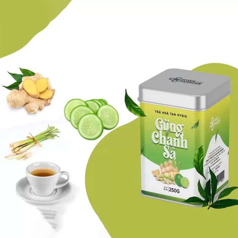trà hoà tan gừng chanh sả, hygie and panacee, chus