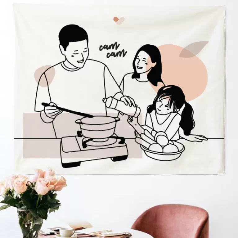 custom fabric art print for wall decoration, personalized decor items, available in 3 size options, meaningful gift ideas