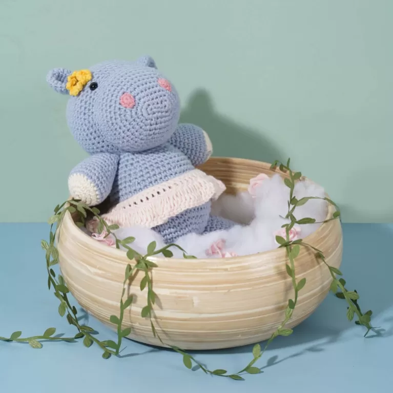 blue hippo, crochet stuffed toy, hand-knitted crochet hippo, crocheted stuffed animals, hippo plush toys, baby toys, stuffed animal gifts