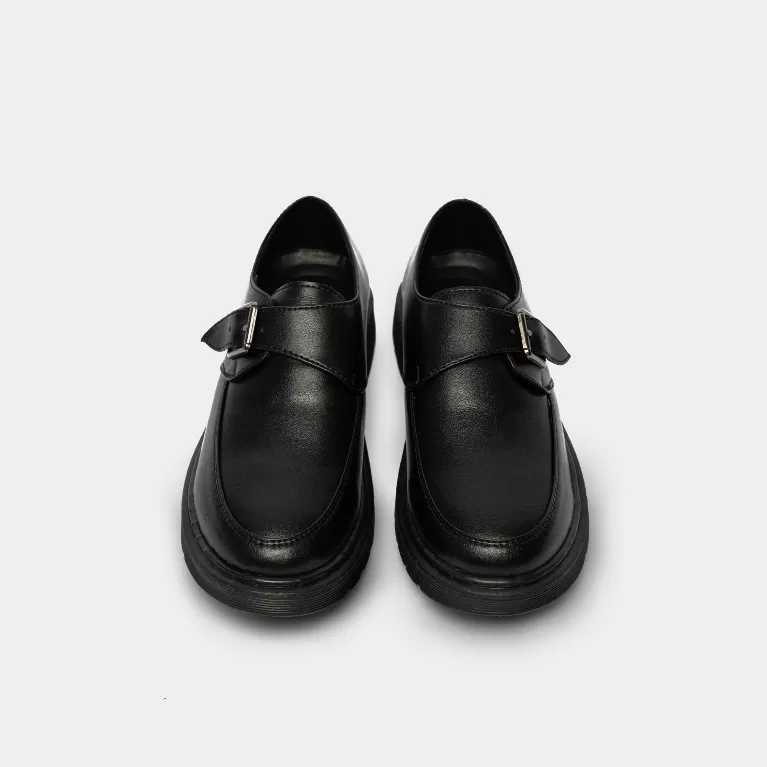 black genuine leather loafers, cross-strap loafer shoes, genuine leather shoes, retro leather shoes, premium leather shoes