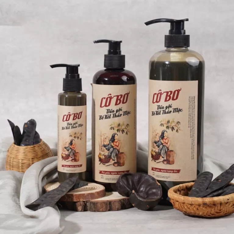 dầu gội bồ kết thảo mộc cô bơ có hương thơm dễ chịu, không mượt giả, tóc chắc khỏe tự nhiên, hương thơm dễ chịu, việt nam, rùm, khu rừng thiên nhiên, chus