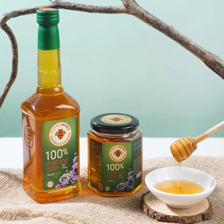 ripe honey from multi flowers of high mountain, multifloral honey, pure ripe honey, delightful flavor, soothes a dry throat