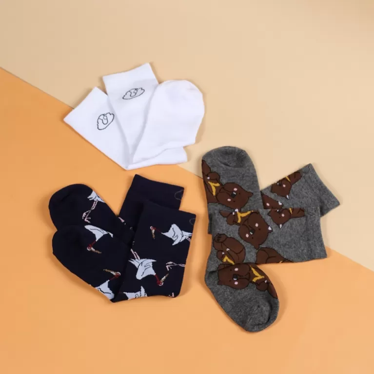 set 3 đôi tất/vớ nhiều mẫu, vớ họa tiết ngộ nghĩnh, set vớ làm quà tặng, vớ tất cao cổ unisex, tất cổ cao họa tiết