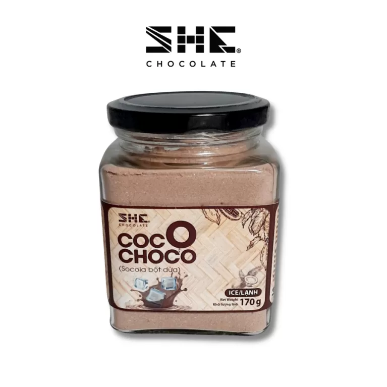 170g coconut chocolate powder, glass jar, sweet and slightly bitter chocolate flavor, creamy coconut milk flavor, versatile for cooking