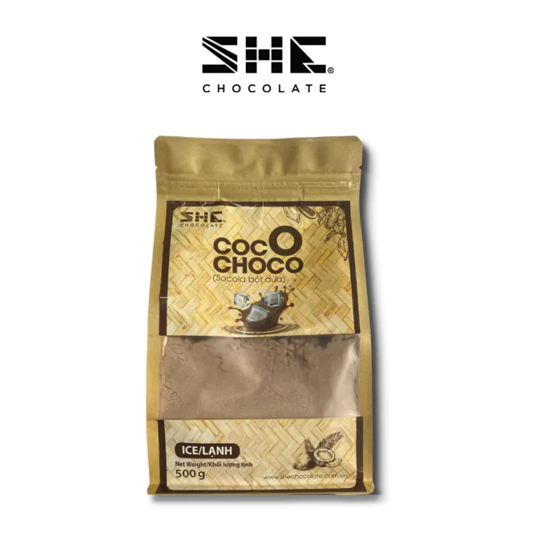 500g coconut chocolate powder, zip bag, irresistible creamy coconut flavor, convenient zip bag, enhances memory, high antioxidant content