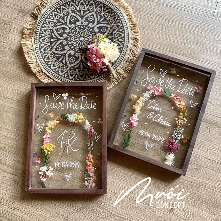 vòm hoa, tranh hoa khô chữ nhật, nghệ thuật hoa khô, lưu giữ kỉ niệm, quà tặng cho người thương