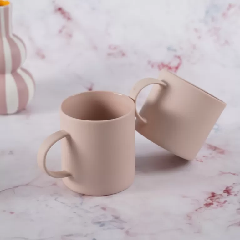 pink ceramic cup, feminine color, minimalist solid color design, heat resistant, home decoration, safe to use, made in vietnam