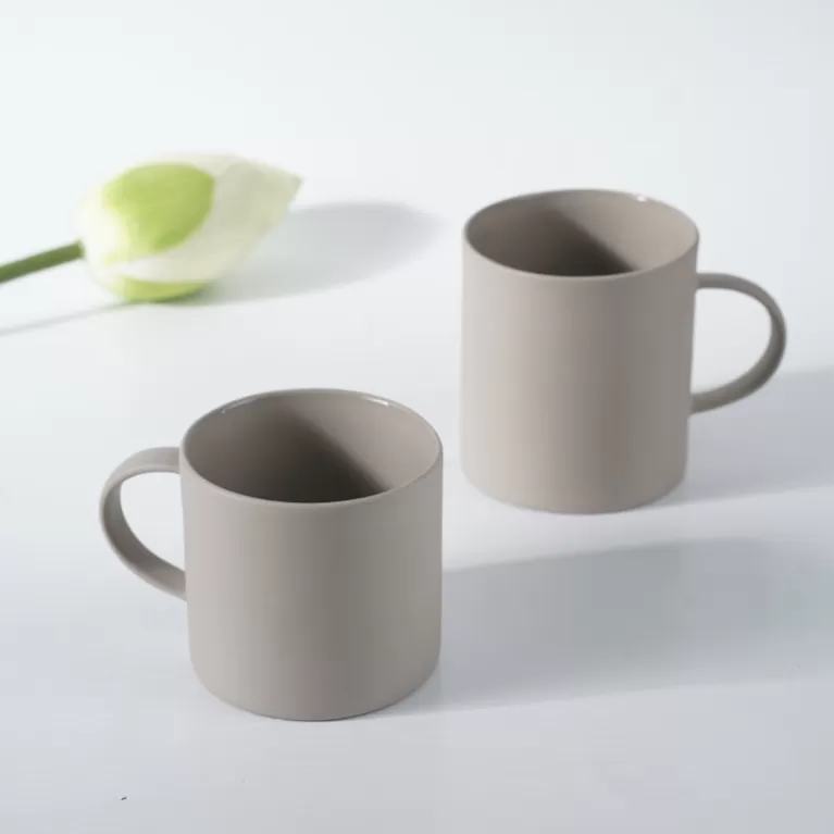 grey ceramic cup, strong grey color, simple yet elegant design, high heat resistance, easy to clean, made of bat trang ceramic from vietnam