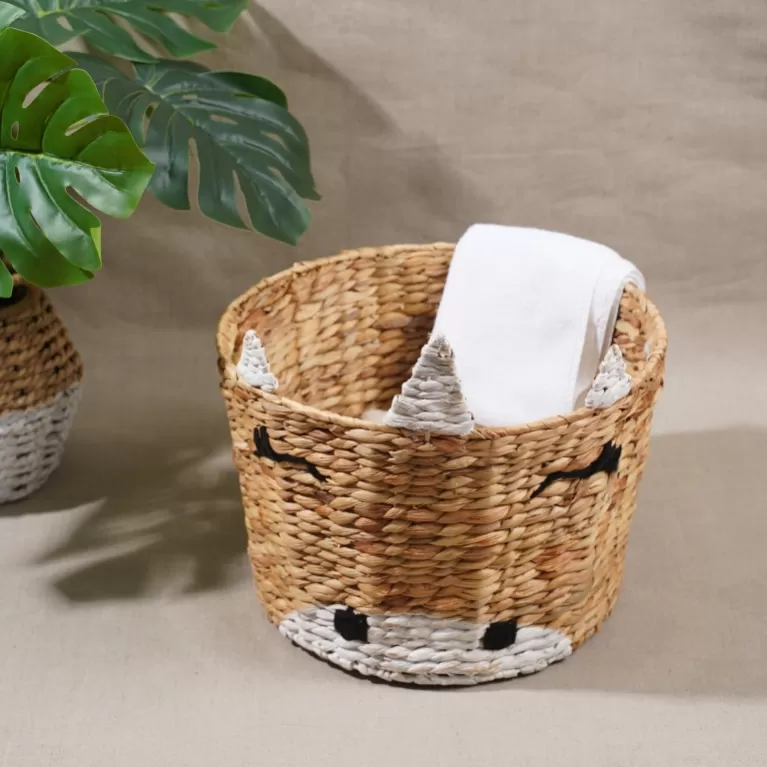 unicorn water hyacinth basket, cute design, keeps items neatly organized, carefully woven, mold resistant treatment