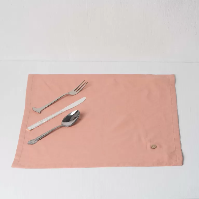 khăn ăn trơn nút gỗ dừa, vải bamboo linen, phong cách tối giản, thiết kế hiện đại, may đo thủ công, sản phẩm chất lượng