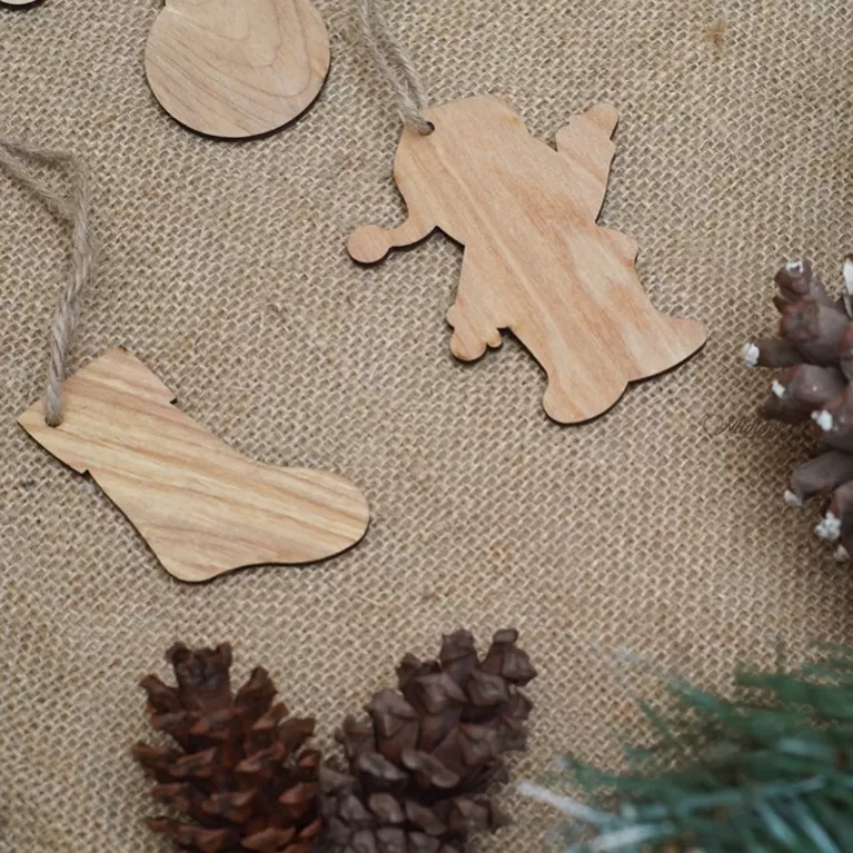 wooden decor 10 products set, rustic artistry, playful shapes, christmas-themed accessories, handcrafted products