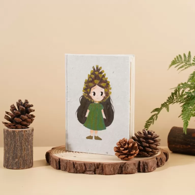 pine cone dó paper notebook, cute cover pattern, no fading, traditional dó paper material, rustic and simple