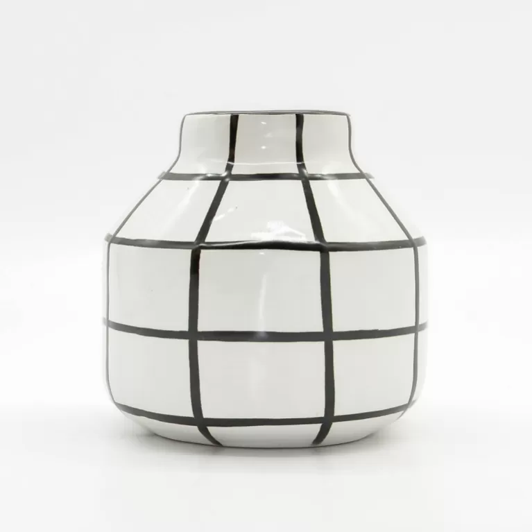 lọ hoa sứ sao nháy hoạ tiết caro, lina pottery , chus