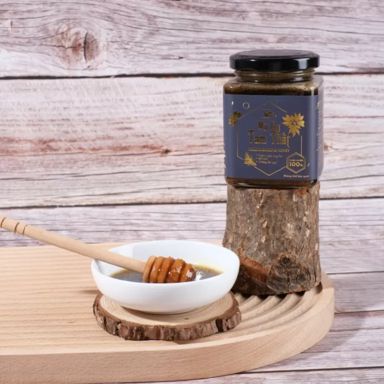 notoginseng honey, fresh tam that soaked in honey, northern tam that root, red ginseng in honey, ginseng honey, healthy food