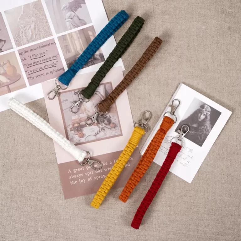 buttercup macrame keychain, traditional colors, simple yet standout design, a cute accessory, perfect for backpacks