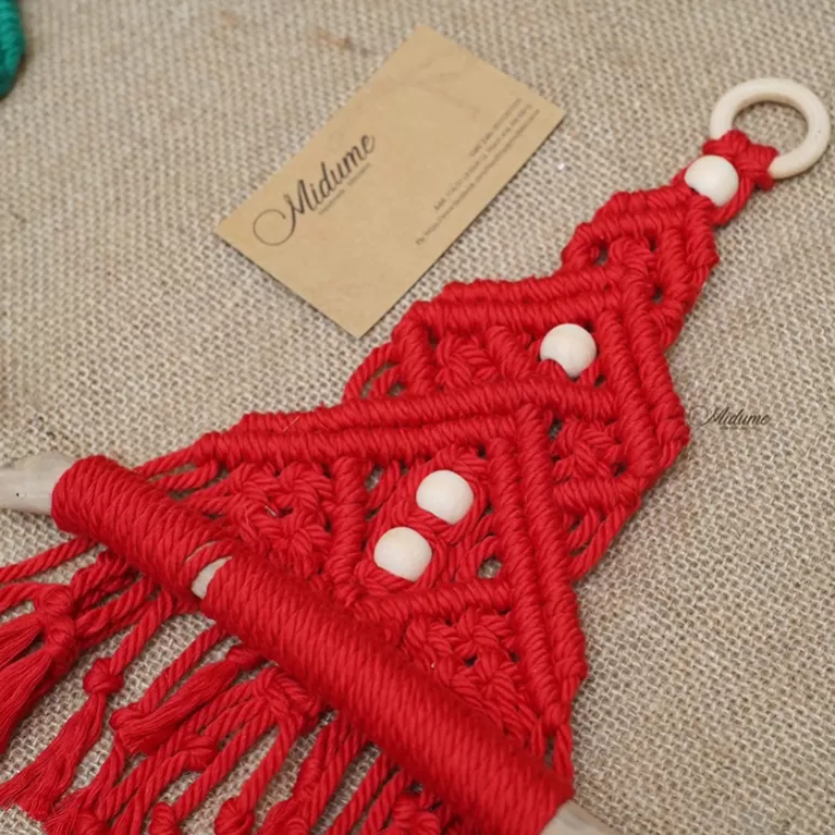 cây thông macrame giáng sinh, phụ kiện trang trí nhỏ xinh, chủ đề noel, đồ trang trí thủ công cho không gian sống
