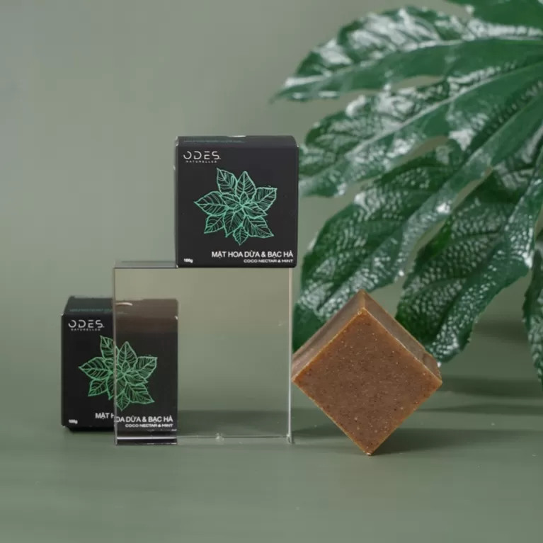 mint & coco nectar soap, effective skin cleanser, nourishes healthy skin, cold processed, handmade soap