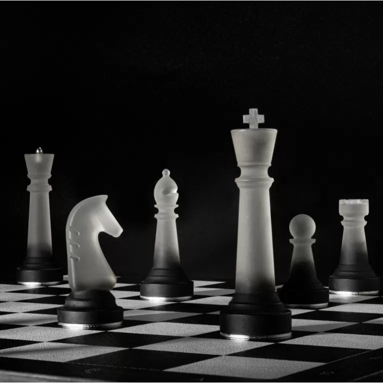 lumina chess, monochrome version - maztermind, strategy game, monochrome chess set, beautifully designed chess