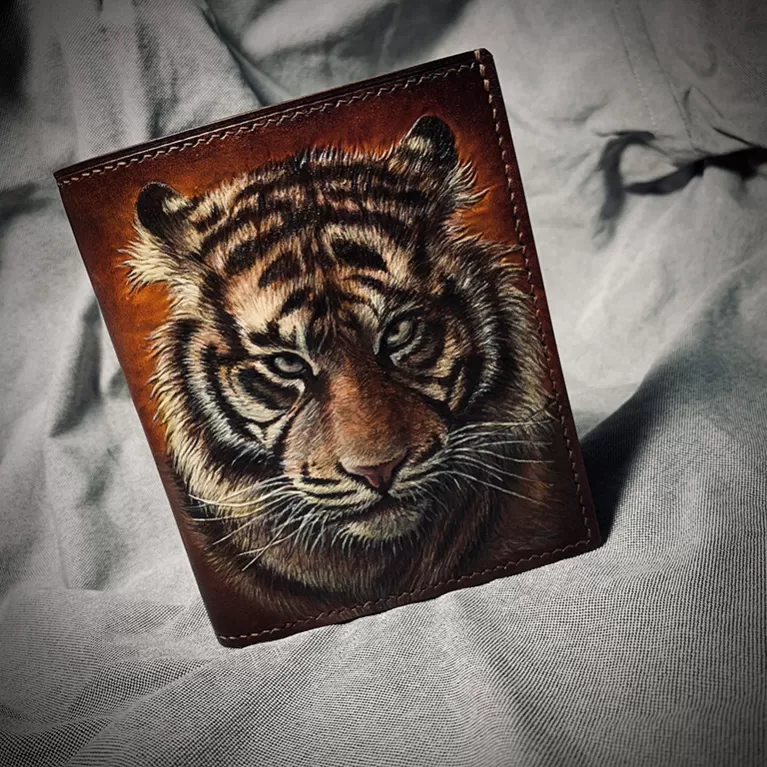 engraved fold leather wallet, veg leather, multiple small compartments, minimalist and sophisticated design, custom engraving available