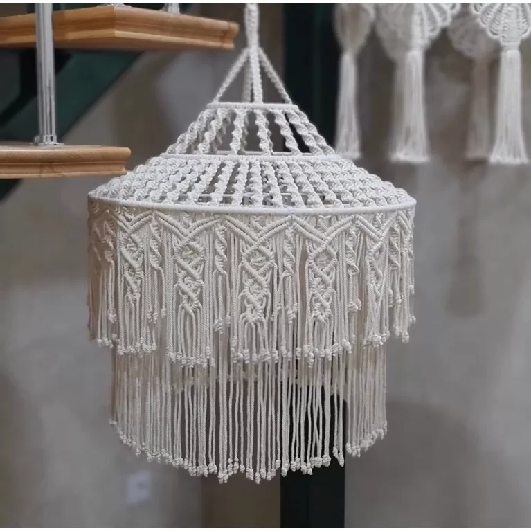 macrame chandelier, elegant and luxurious design, high aesthetic value, handcrafted product, interior decoration