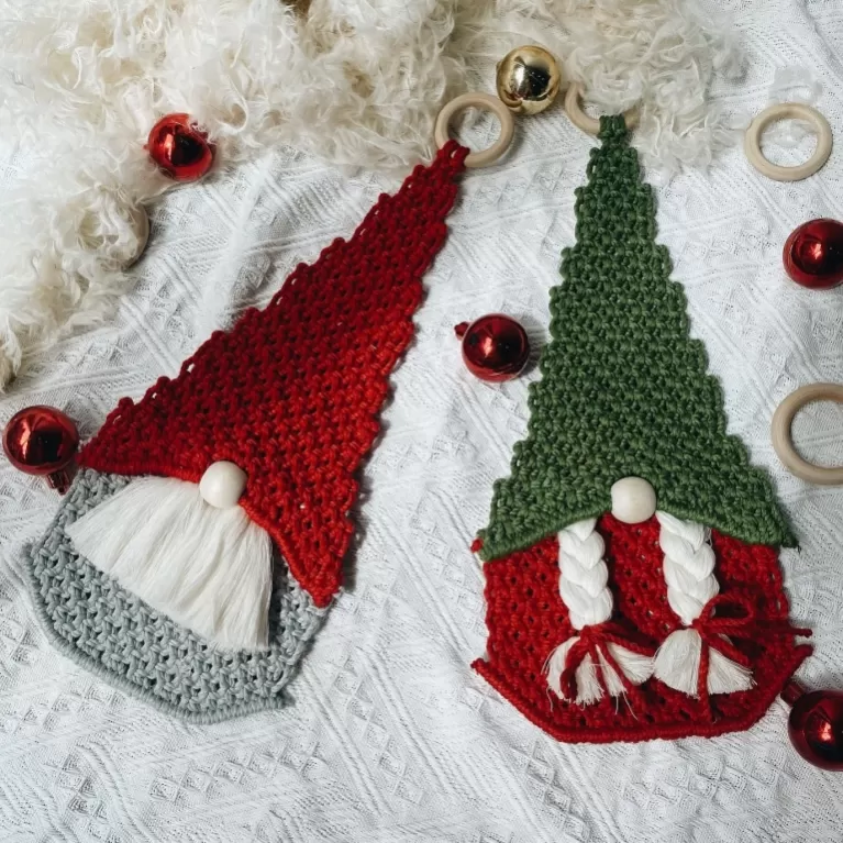 mành treo mini ông già noel, nút thắt cầu kì, hình ảnh ông già noel đáng yêu, món đồ trang trí xinh xắn