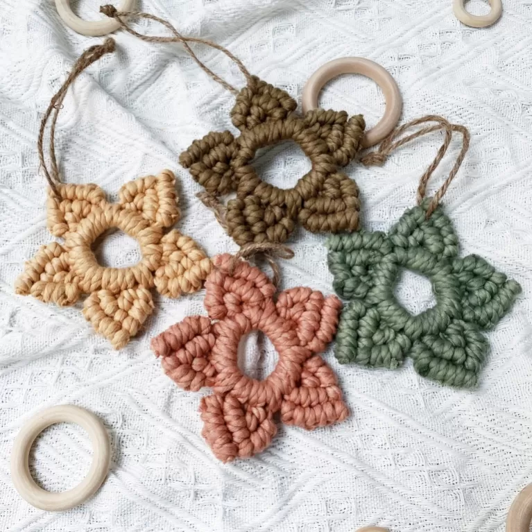 macrame keychain, variety of colors, cute design, adorable decorative accessory, durable material, handmade keychain