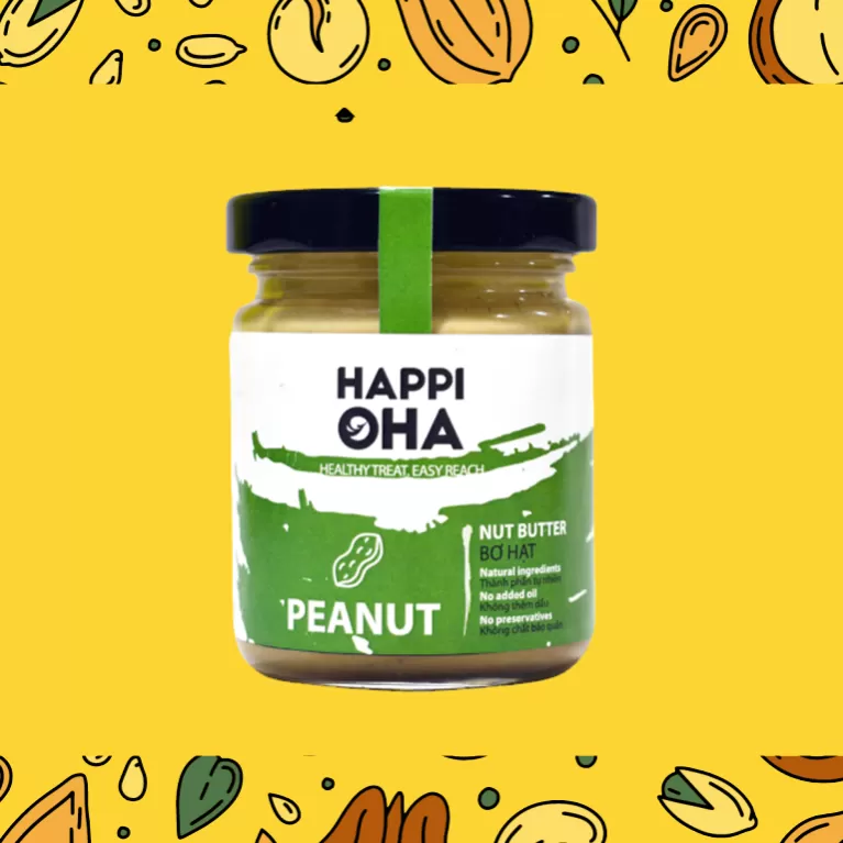 natural peanut butter - bơ đậu phộng happi oha, bơ đậu phộng nguyên chất, bơ đậu phộng tự nhiên, bơ đậu phộng không đường, ăn vặt lành mạnh