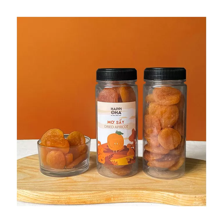 authentic dried apricot - mơ sấy không đường happi oha, hoa quả sấy chua ngọt, mơ sấy khô ăn liền, mơ sấy hữu cơ
