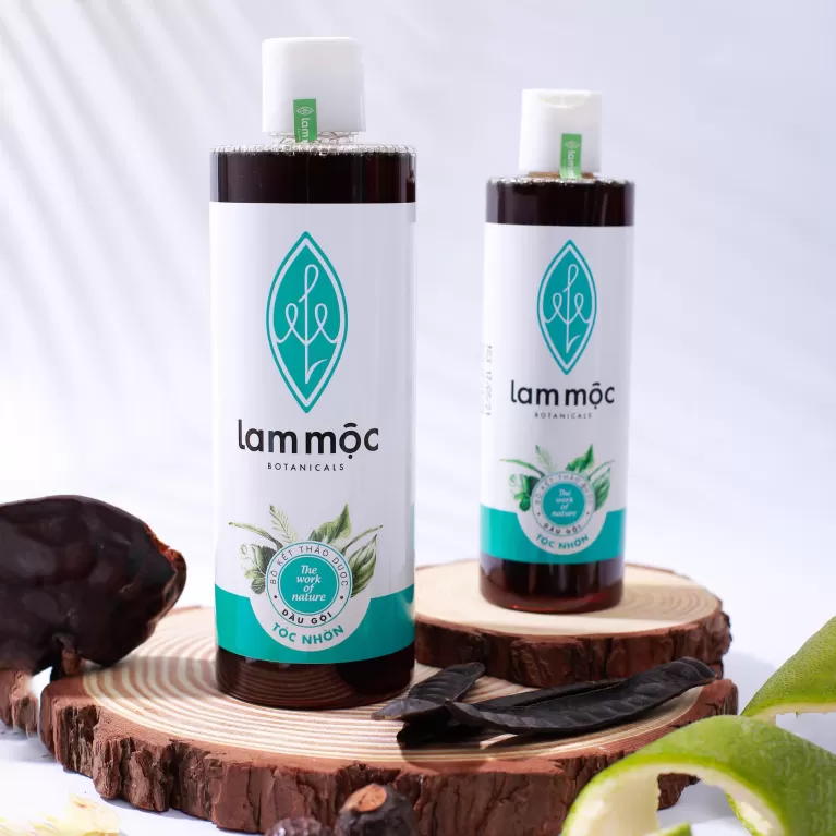 dầu gội thảo mộc, tóc nhờn tăng độ bồng bềnh, hạn chế gàu phát triển, thảo mộc lành tính, dưỡng tóc thẳng mượt, việt nam, lam mộc, chus