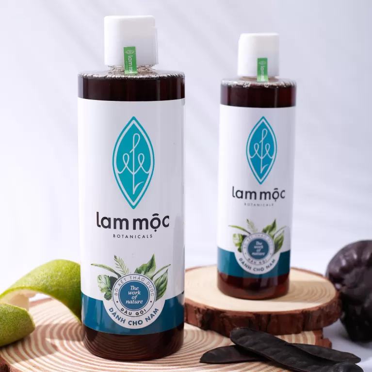 dầu gội thảo mộc, tóc nam chuyên dụng, hạn chế dầu thừa, không gây bết tóc, nuôi dưỡng da đầu chắc khỏe, việt nam, lam mộc, chus