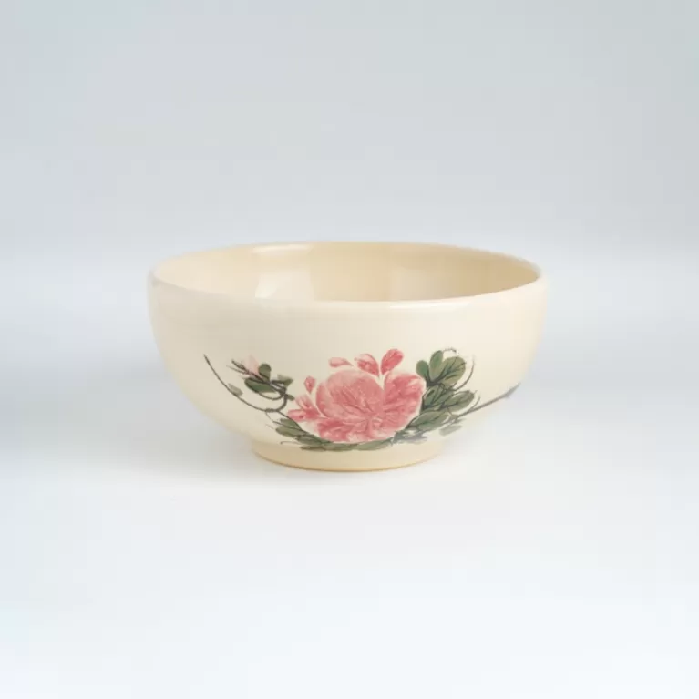 bát gốm sứ lớn "hoài", hoa mẫu đơn hồng đỏ, tu hú ceramics, chus