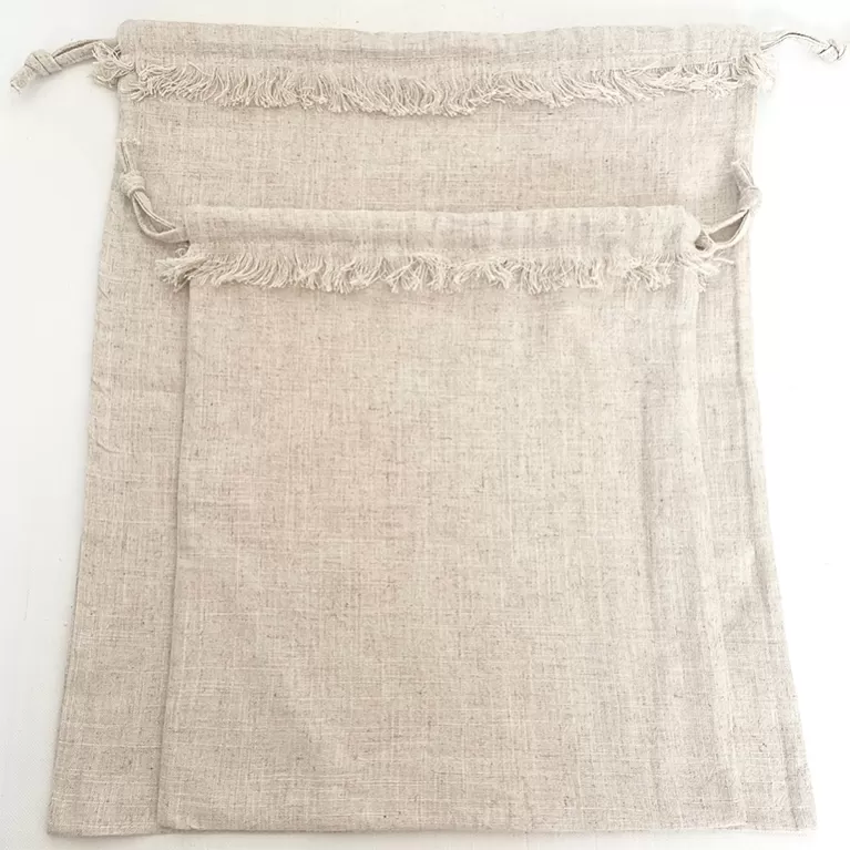 light gray “thuần” linen bread bag, soft linen material, effective for preserving dry food, handcrafted product