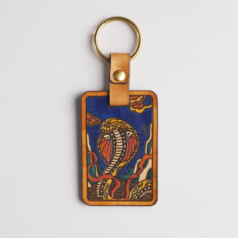 “Snake” Hand-drawn Leather Keychain, 12 Zodiacs Collection