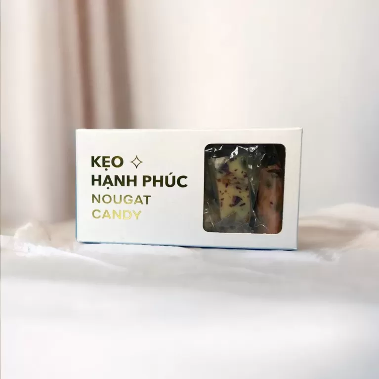 kẹo hạnh phúc, kẹo không chất bảo quản, kẹo nougat thủ công, món ăn vặt dinh dưỡng, dành cho người ăn kiêng, quà tặng bạn bè