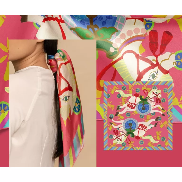 khăn lụa bạch mã, khăn lụa màu sặc sỡ, khăn lụa co giãn ít, khăn bandana, khăn lụa buộc làm áo, khăn buộc tóc lụa