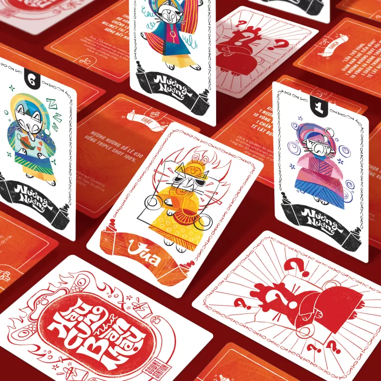 bộ bài game “hậu cung như bàn nhậu”, bộ bài 69 lá, trò chơi bàn nhậu, bài tây drinking game, bộ bài game song ngữ