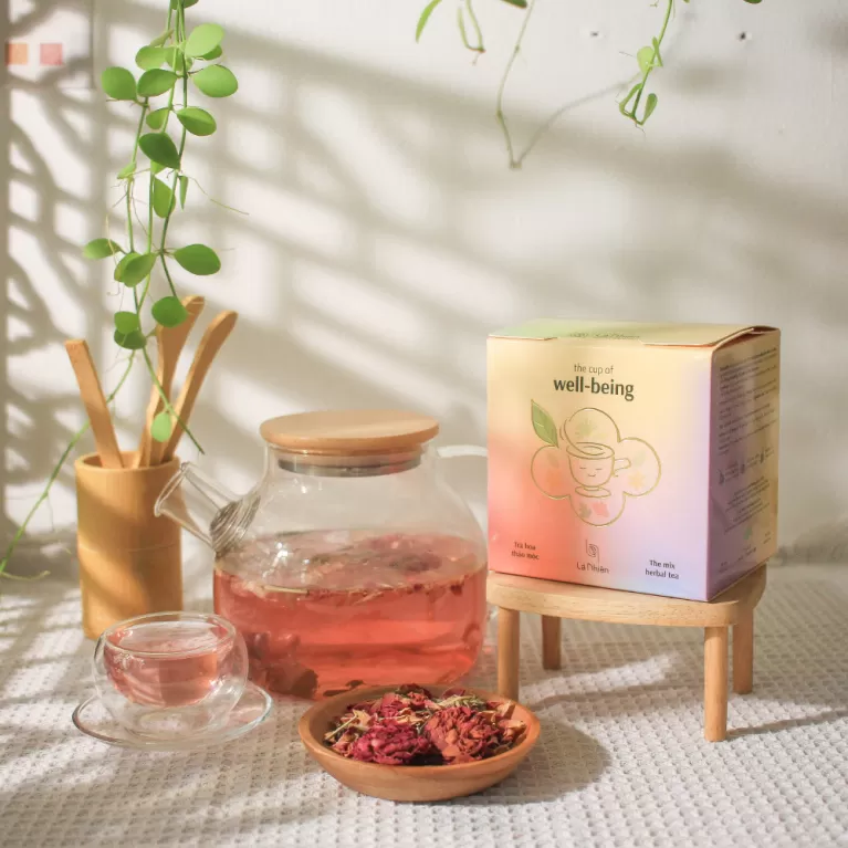 hộp trà hoa thảo mộc cup of well-being, combo zen, là nhiên, chus
