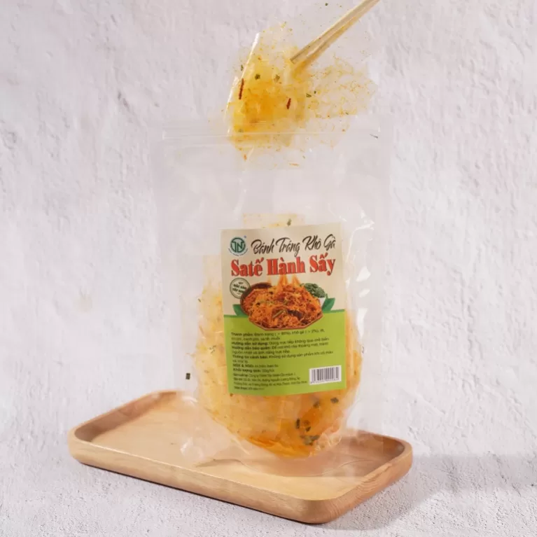 bánh tráng khô gà sa tế hành sấy, bánh tráng trộn sa tế, bánh tráng cắt sẵn, bánh tráng siêu mỏng, đặc sản tây ninh