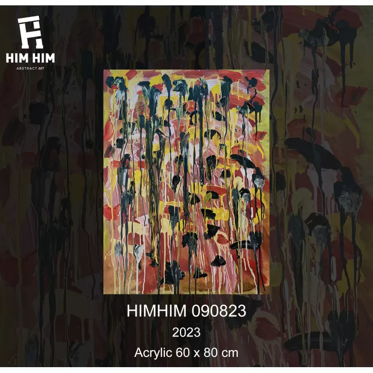 himhim 090823, tranh nghệ thuật trừu tượng vẽ tay, tác phẩm trừu tượng đầy màu sắc, chất liệu canvas trắng, sản phẩm trang trí