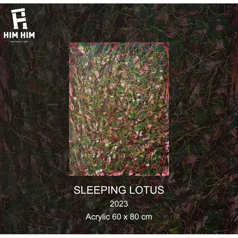 sleeping lotus, hand drawn abstract painting, bold brush strokes, an artistic depiction of nature, ideal focal point for any space