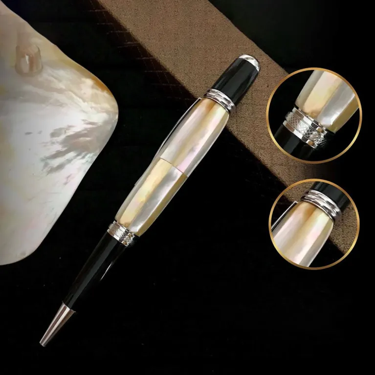 craftsmanship mother of pearl pen, exquisite craftsmanship, intricate patterns, elegant and luxurious beauty, premium gift
