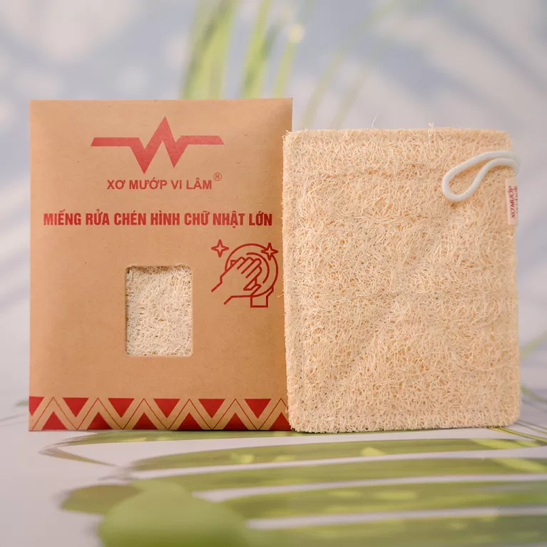 miếng rửa chén xơ mướp dạng chữ nhật, làm sạch hiểu quả, không gây trầy xước, an toàn cho da tay, dụng cụ làm sạch đa năng