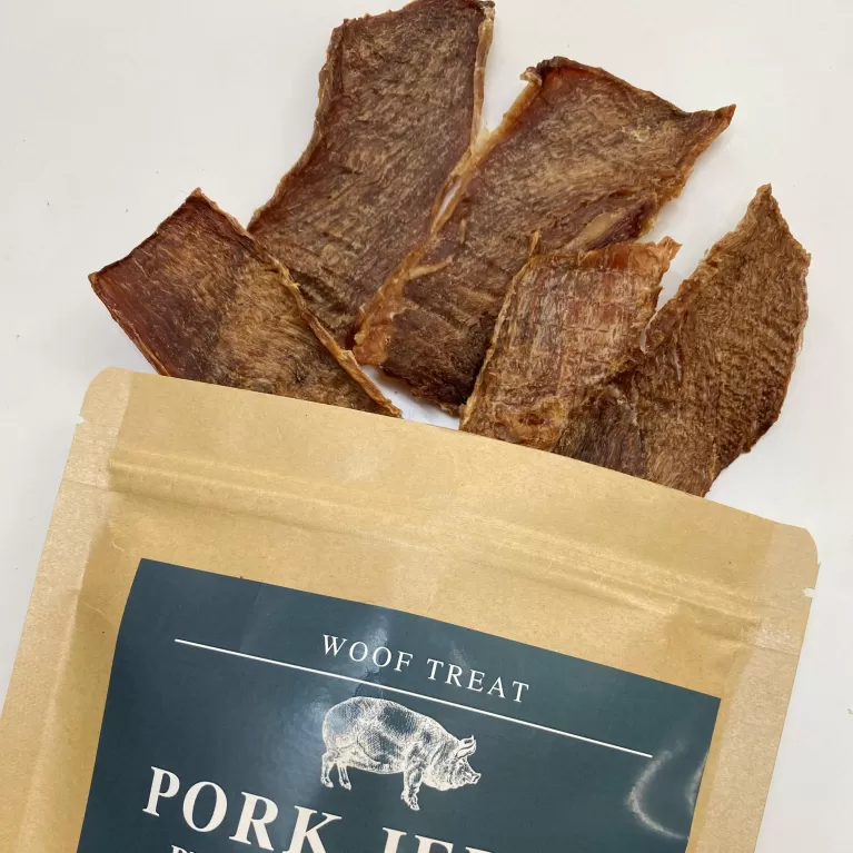 pork jerky for dogs - woof food & treats, dog food, pet snack, dog treat, dried pork slices, nutritious pet snack