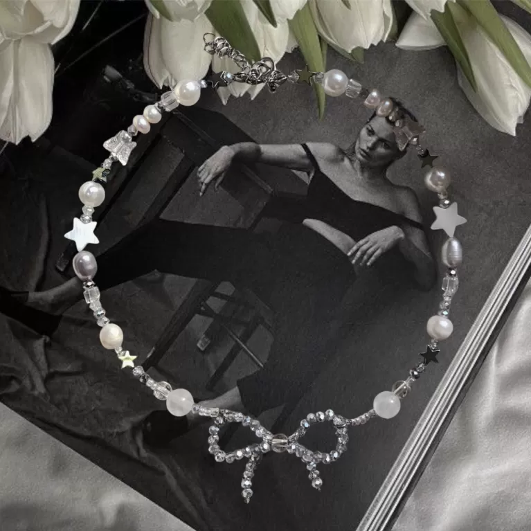 dây chuyền silver bow, mặt dây chuyền hình nơ đáng yêu, phụ kiện xinh xắn, phong cách ngọt ngào và đáng yêu, quà tặng cho cô nàng điệu đà