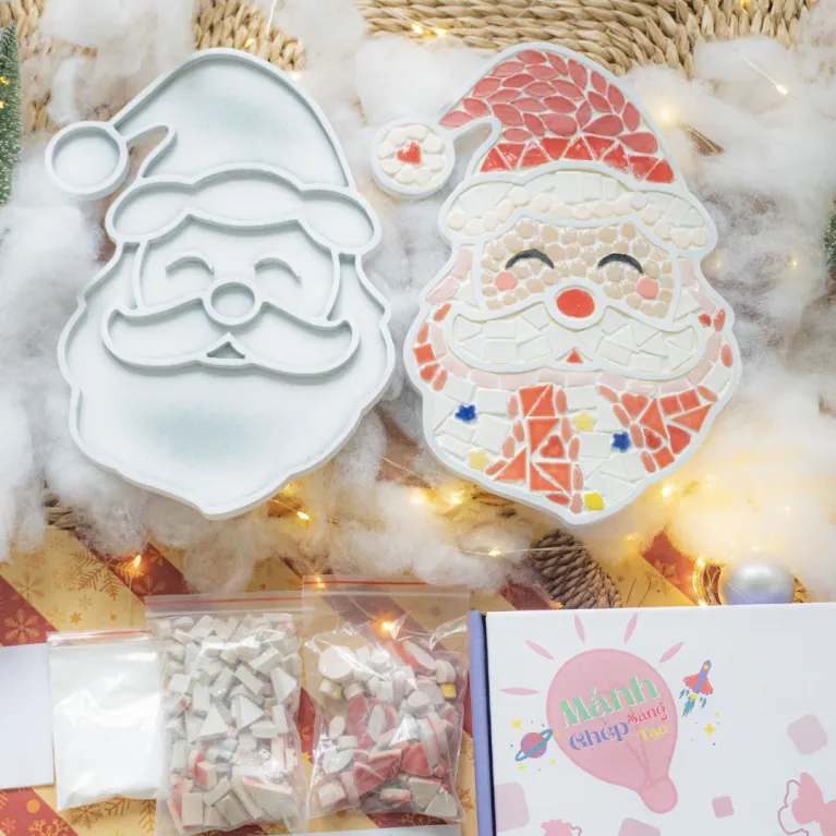 santa claus diy mosaic kit for kids, quality ceramic kit, cute santa claus, safe for kids, toy for kids