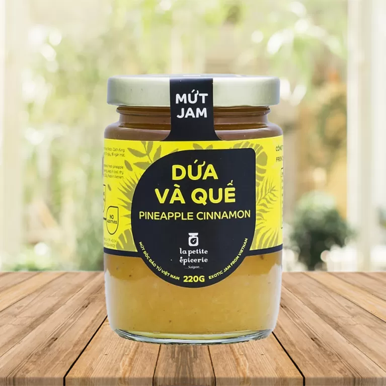 mứt dứa quế - la petite epicerie saigon, mứt hương vị chua ngọt, công thức chuẩn pháp, mứt thượng hạng, quà tặng bạn bè