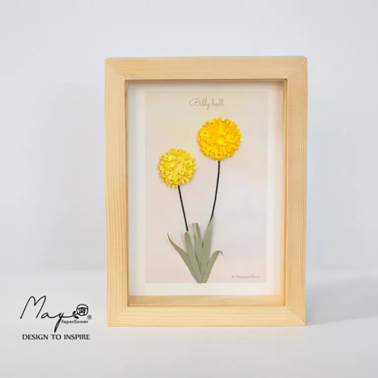 Paper Flower Painting, Billy Ball  MAYPAPERFLOWER Wooden Frame of 15 x 20cm