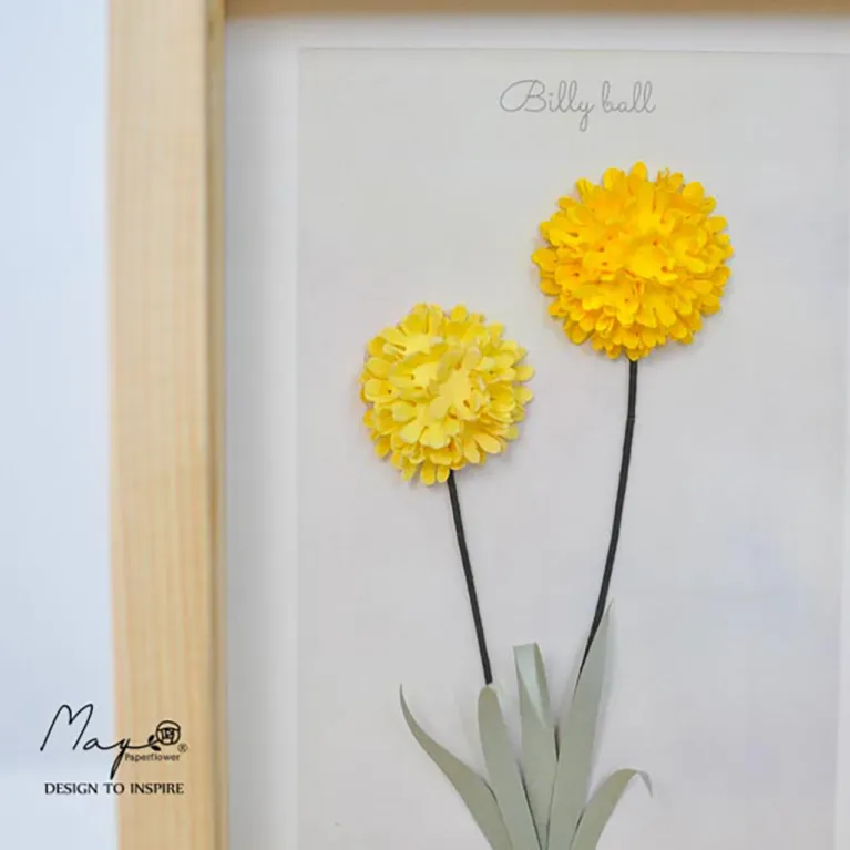 Paper Flower Painting, Billy Ball  MAYPAPERFLOWER Wooden Frame of 15 x 20cm